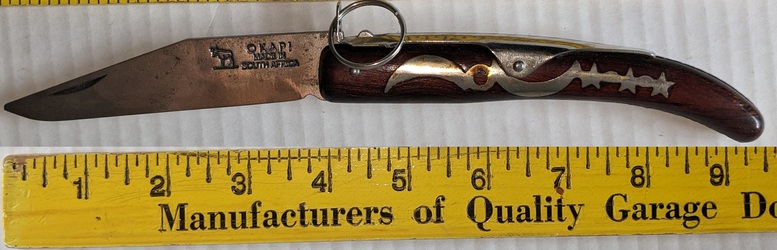 Okapi South Africa with LOCK RING Knife, Moon and Star Design, used, 10in/25cm: $23