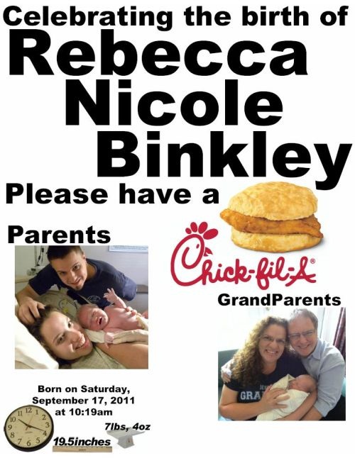 Birth Announcement: Rebecca Nicole Binkley